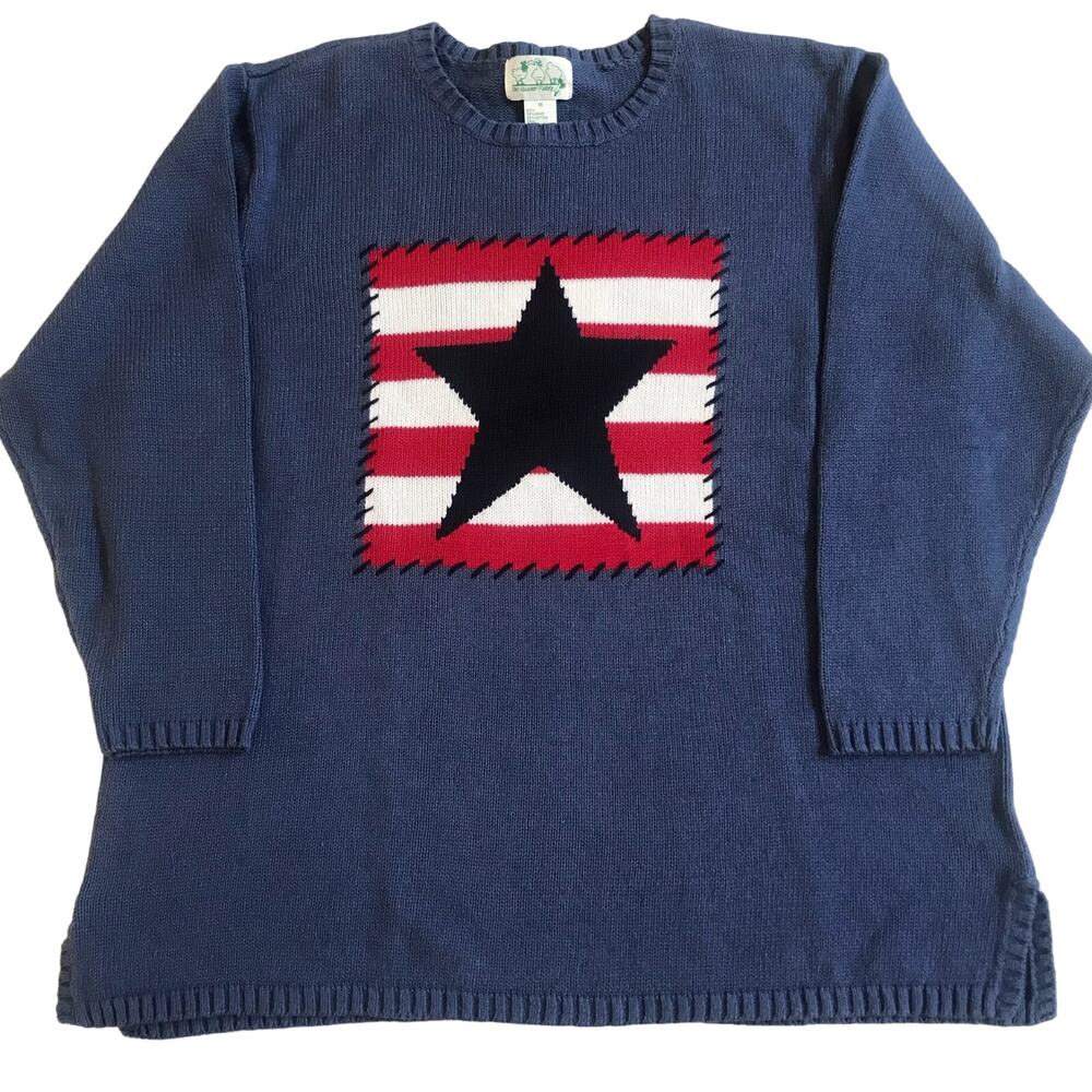 Quacker Factory Patriotic Star Sweater Sz 1X NWT Pullover July 4th America QVC